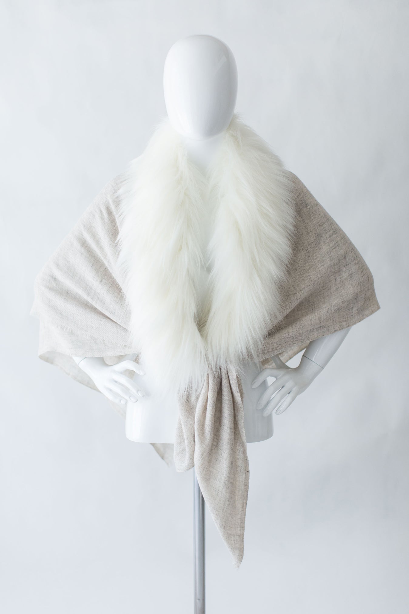 Faux Fur & Cashmere Scarf - Himalaya Ivory
