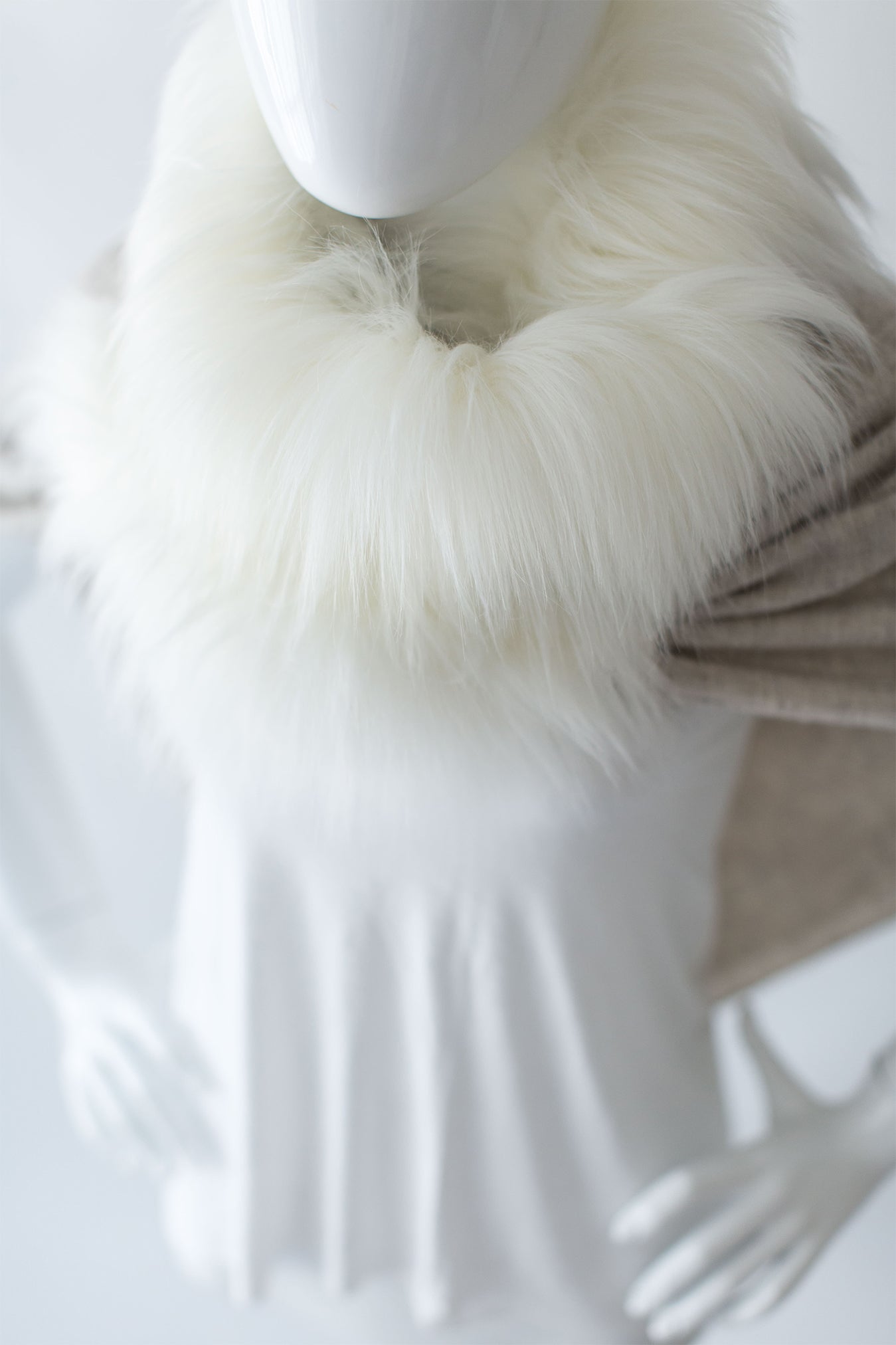 Faux Fur & Cashmere Scarf - Himalaya Ivory