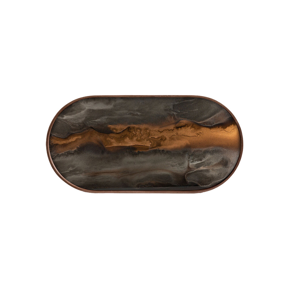 Bronze Organic Glass Tray - Oblong