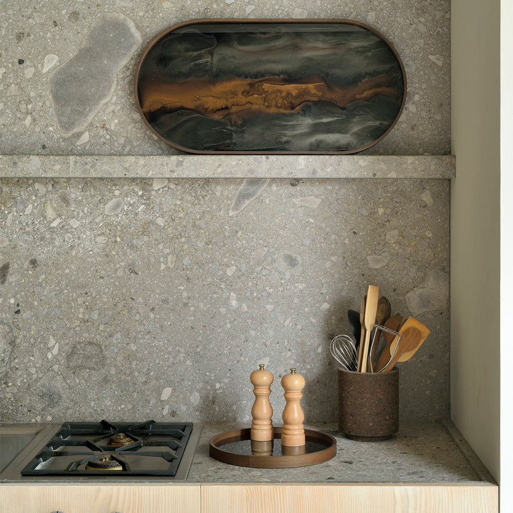 Bronze Organic Glass Tray - Oblong