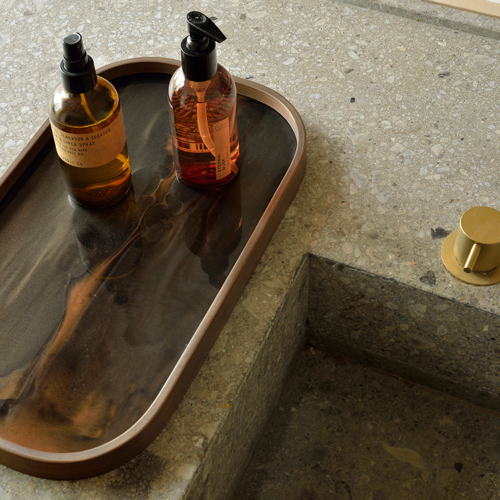 Bronze Organic Glass Valet Tray - Rectangular