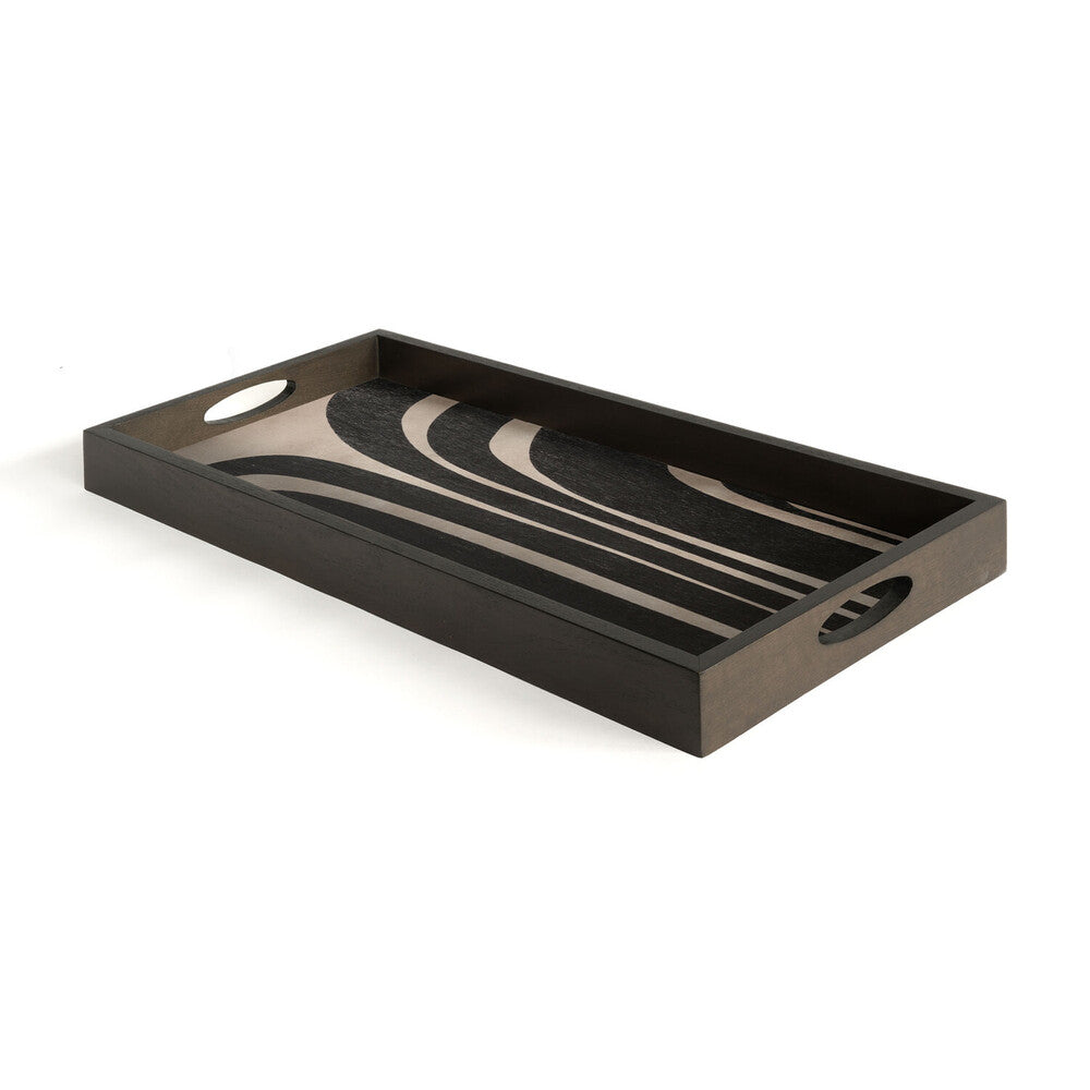 Graphite Curves Wooden Tray - Medium