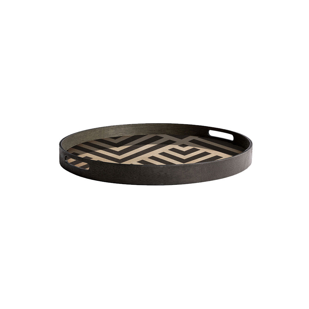 Graphite Chevron Wooden Tray - Small