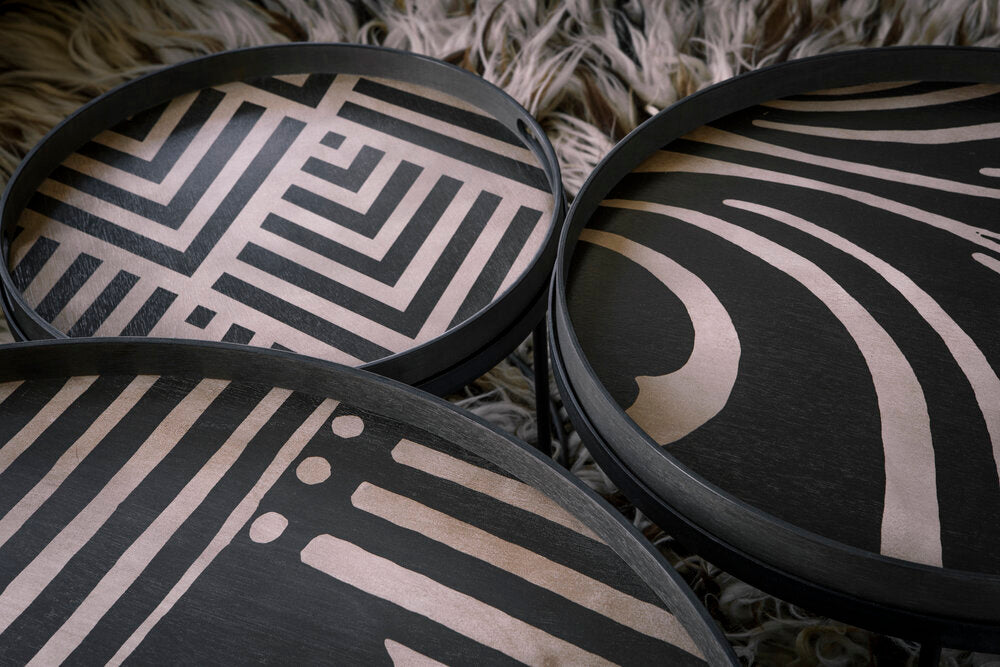 Graphite Chevron Wooden Tray - Small