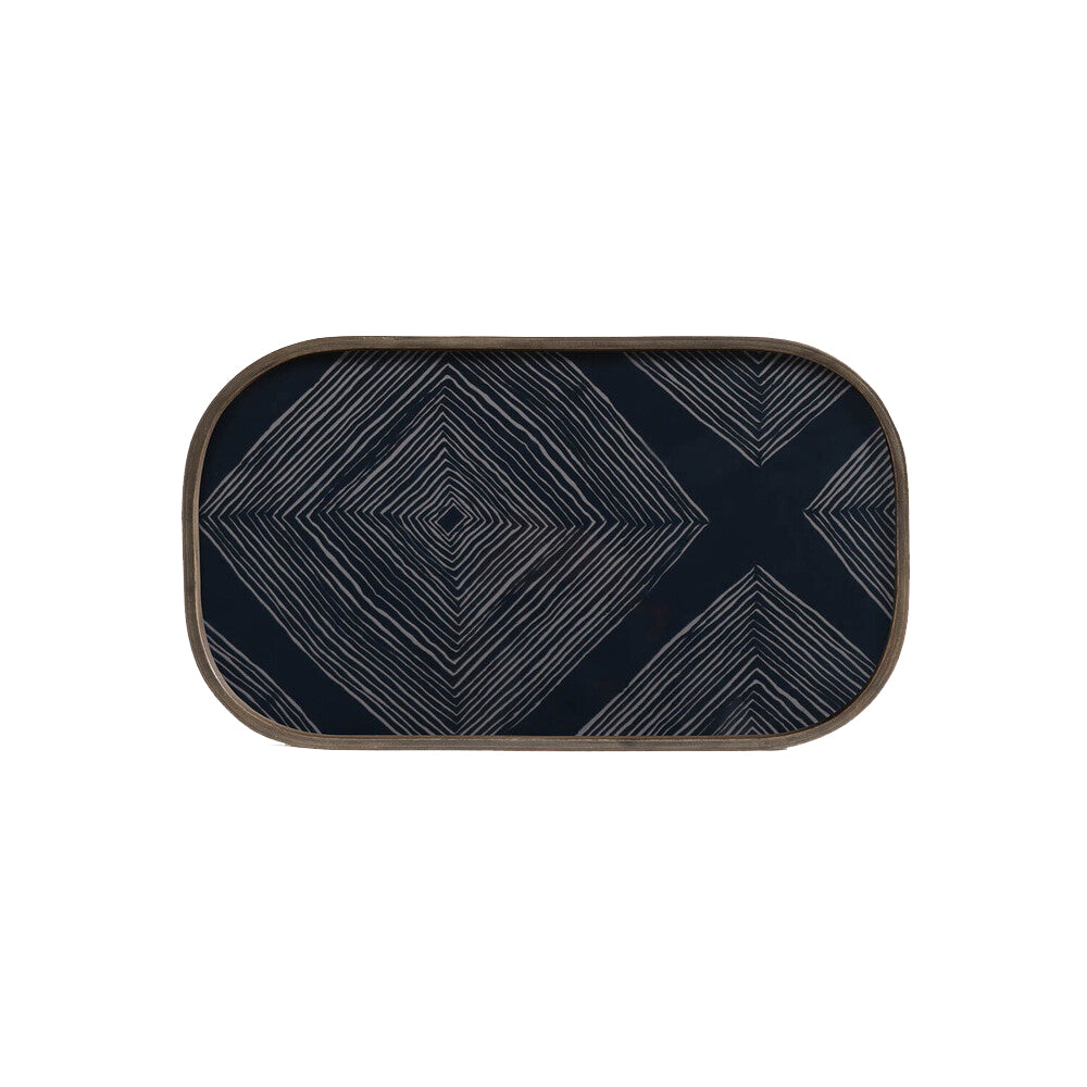 Ink Linear Squares Glass Valet Tray - Rectangular