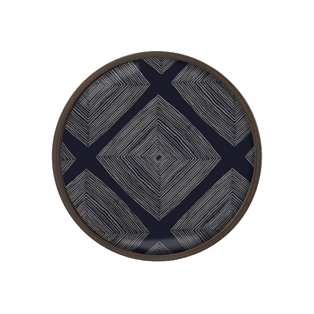 Ink Linear Organic Glass Valet Tray - Round