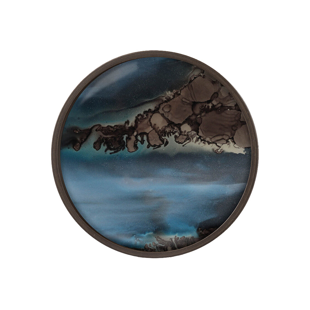 Slate Organic Glass Valet Tray - Round