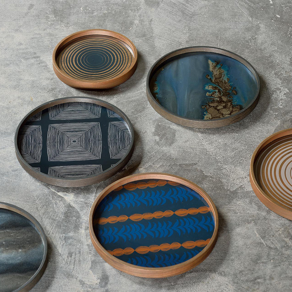 Slate Organic Glass Valet Tray - Round