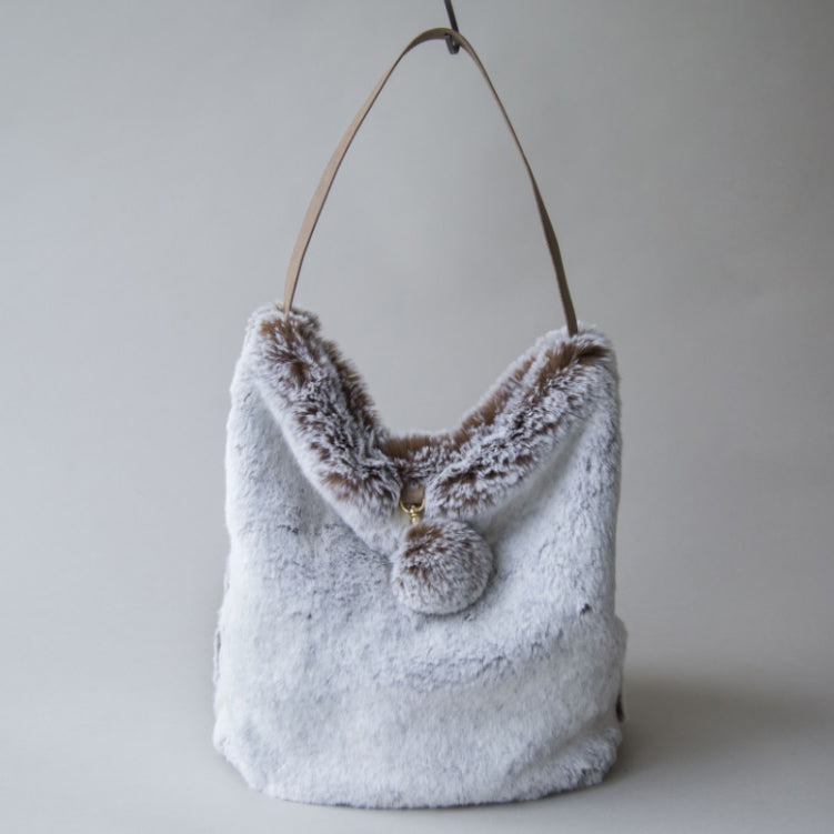 Large Faux Fur Shoulder Bag - Chestnut