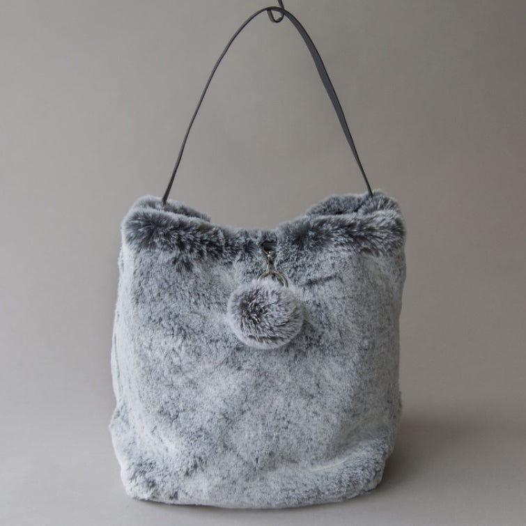 Large Faux Fur Shoulder Bag - Glacier