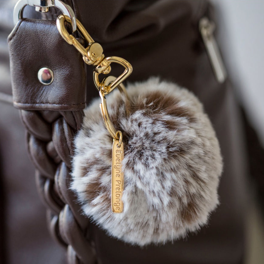 Faux Fur Pompom Key Chain - Chestnut