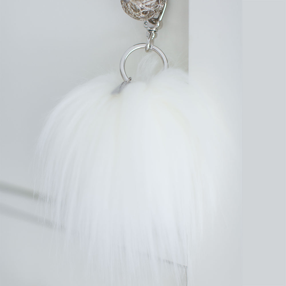 Faux Fur Pompom Key Chain - Himalaya Ivory