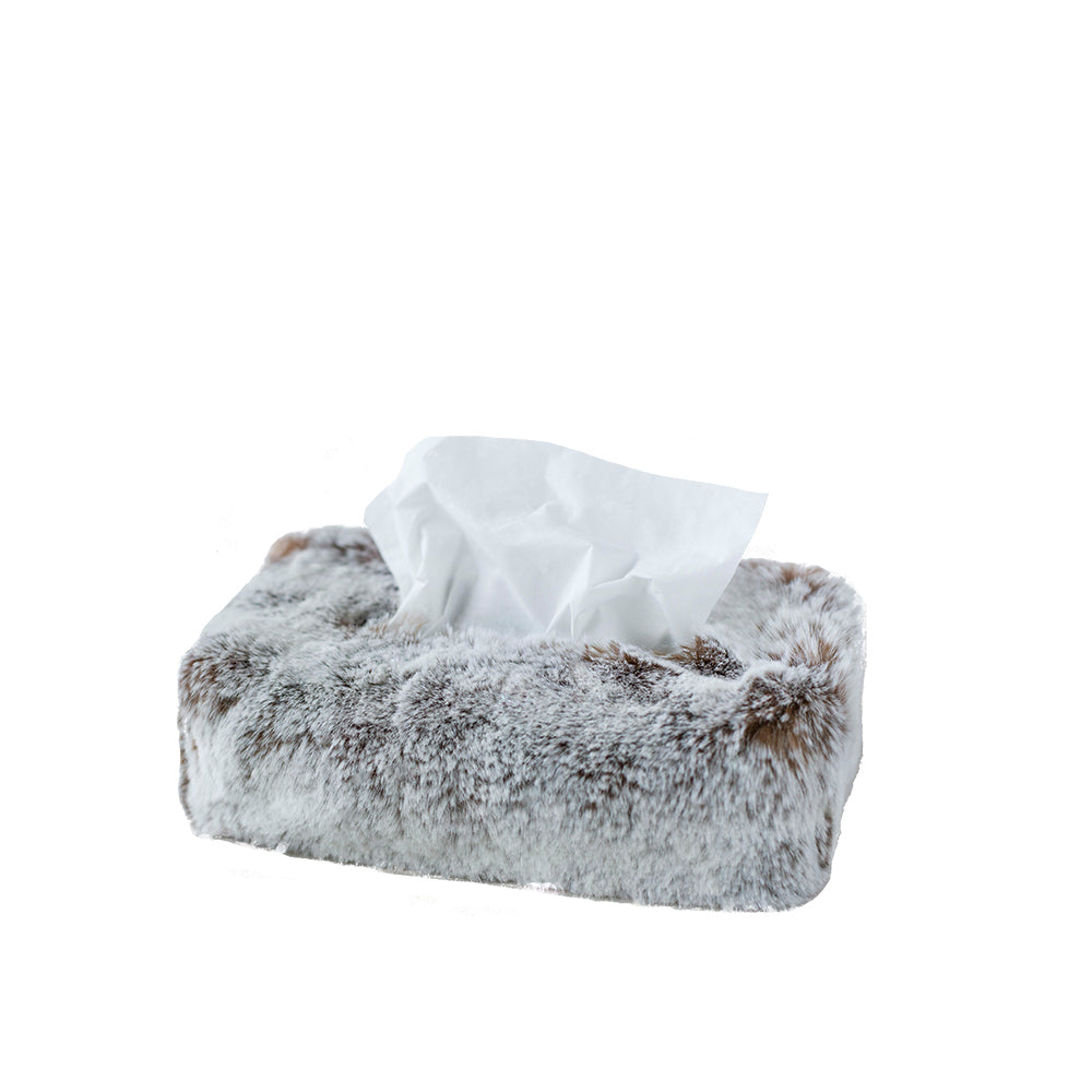 Rectangle Faux Fur Tissue Box Cover - Chestnut