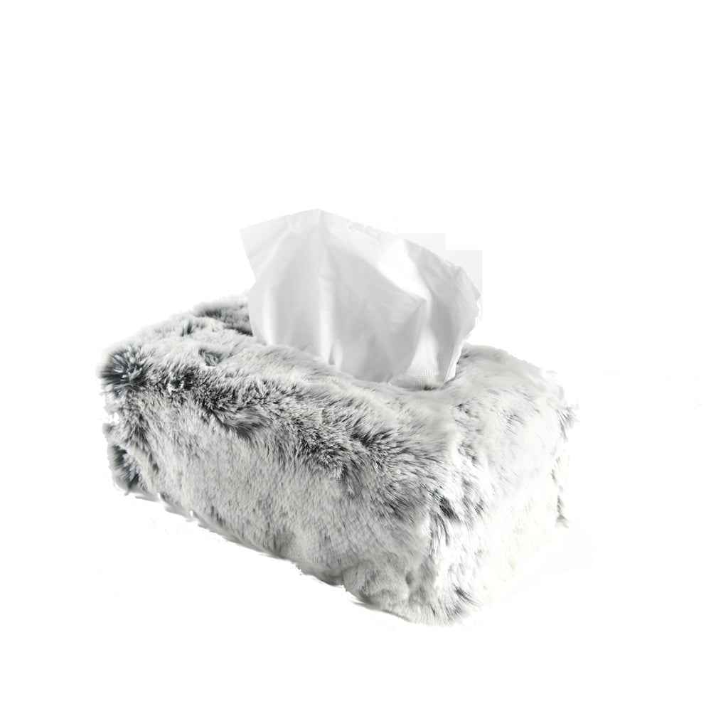 Rectangle Faux Fur Tissue Box Cover - Glacier
