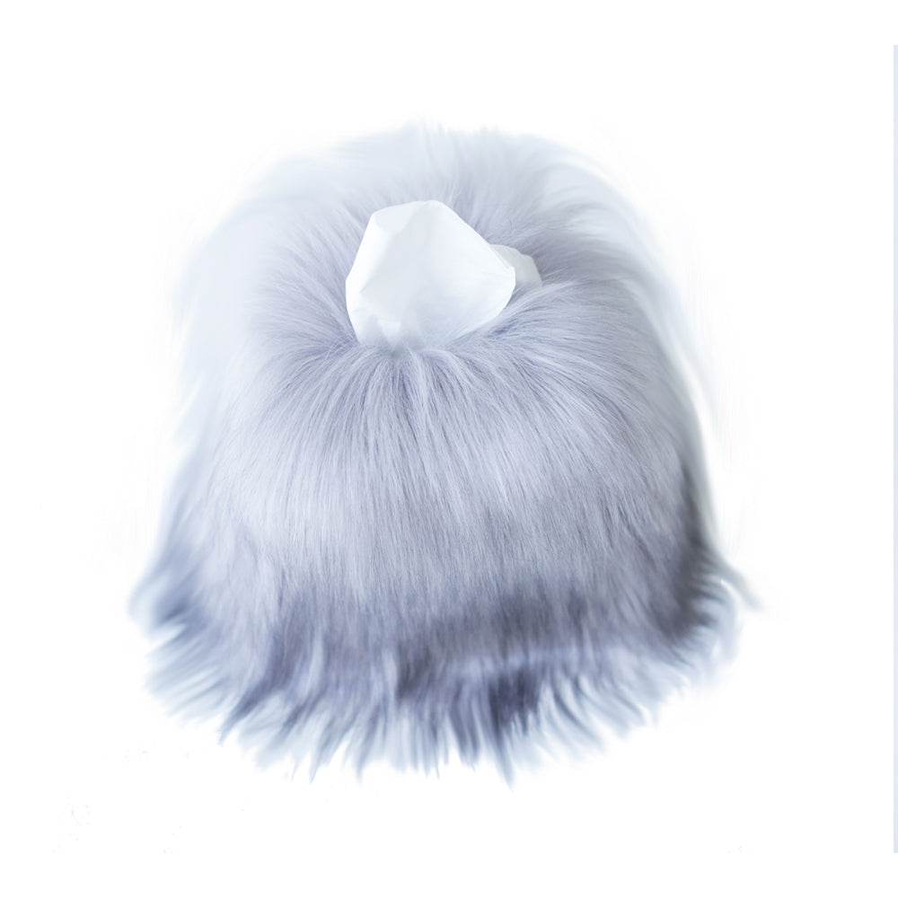 Square Faux Fur Tissue Box Cover - Himalaya Pearl