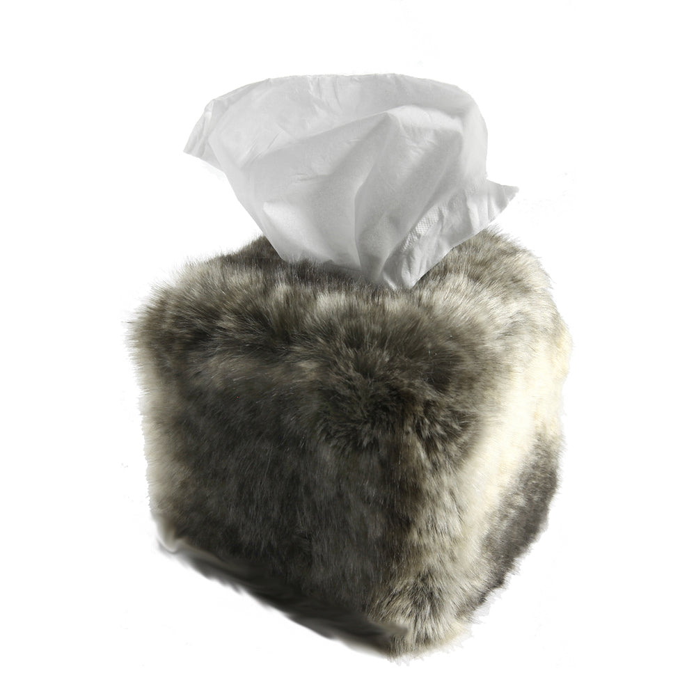 Square Faux Fur Tissue Box Cover - Monaco