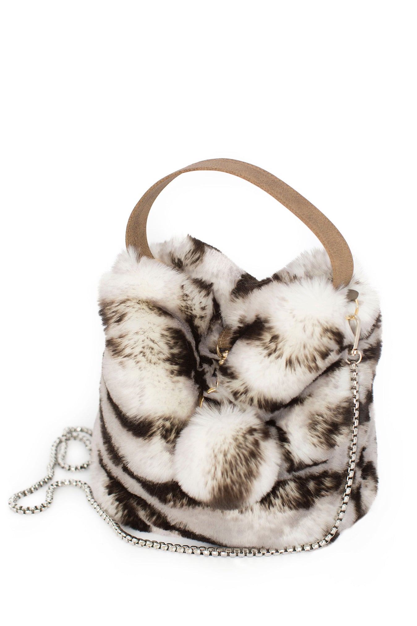 Small Faux Fur Bag - White Tiger