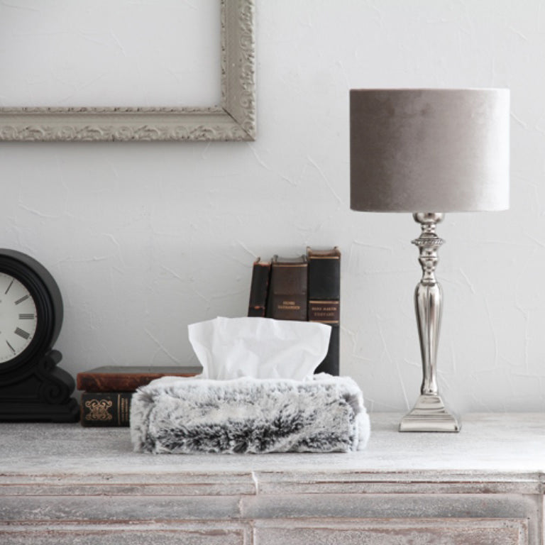 Rectangle Faux Fur Tissue Box Cover - Glacier