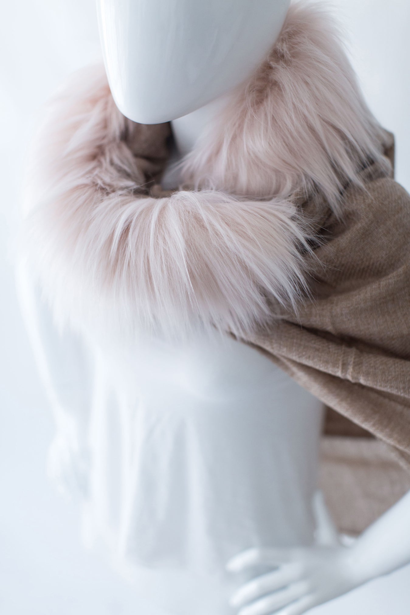 Faux Fur & Cashmere Scarf- Himalaya Blush