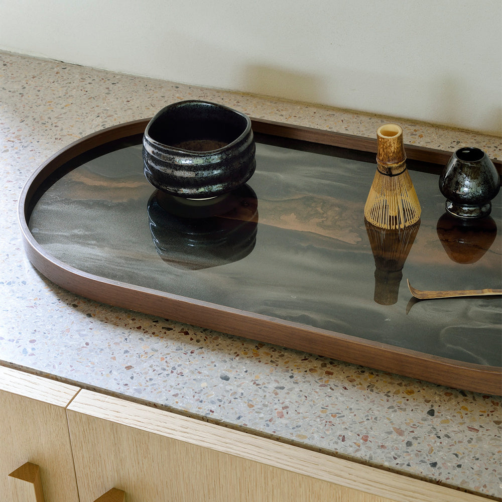 Bronze Organic Glass Tray - Oblong
