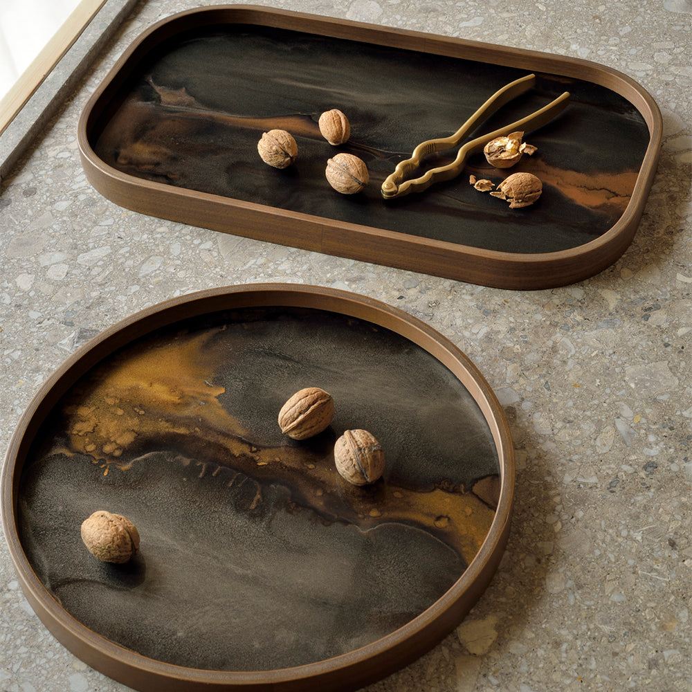 Bronze Organic Glass Valet Tray - Round