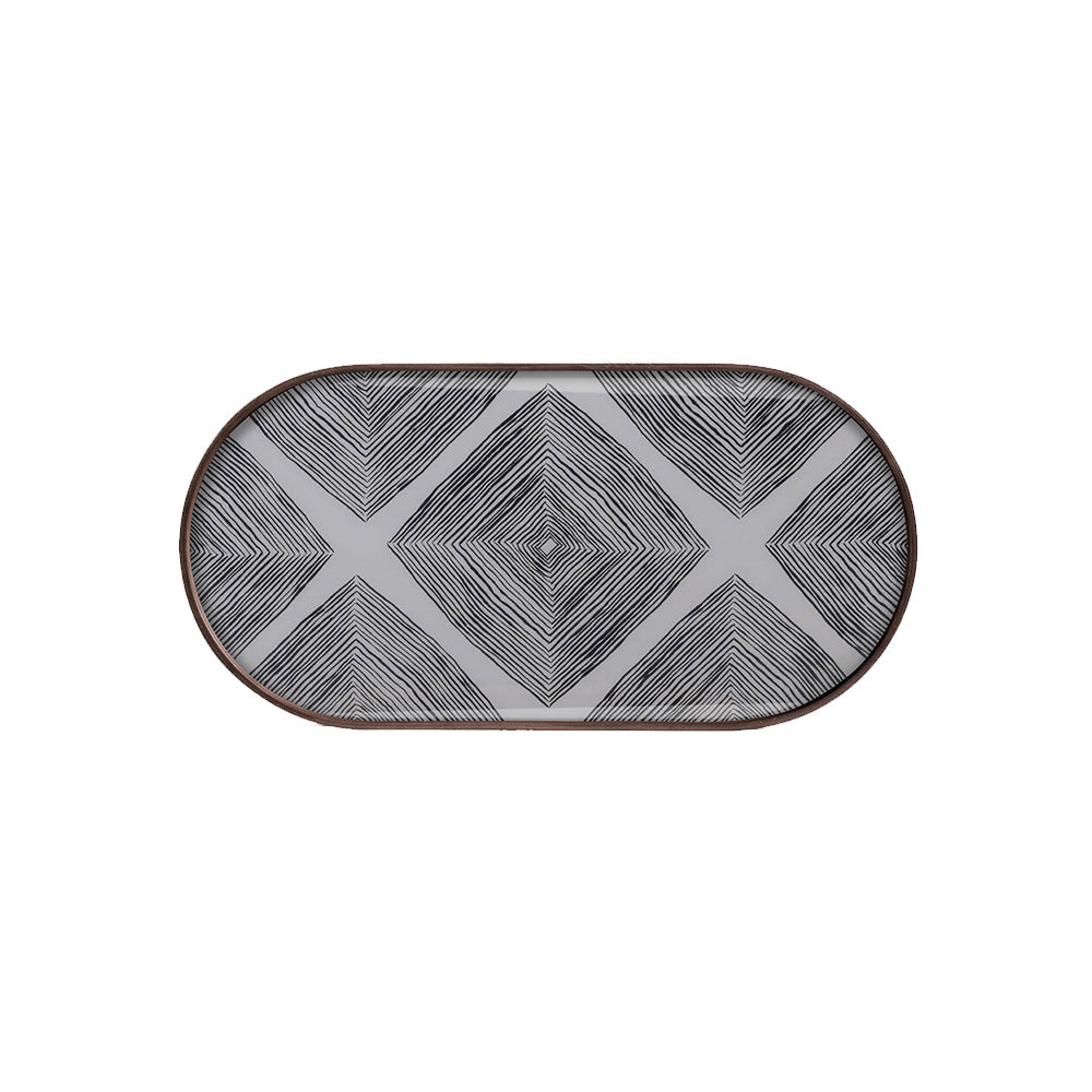 Slate Linear Squares Glass Tray - Medium