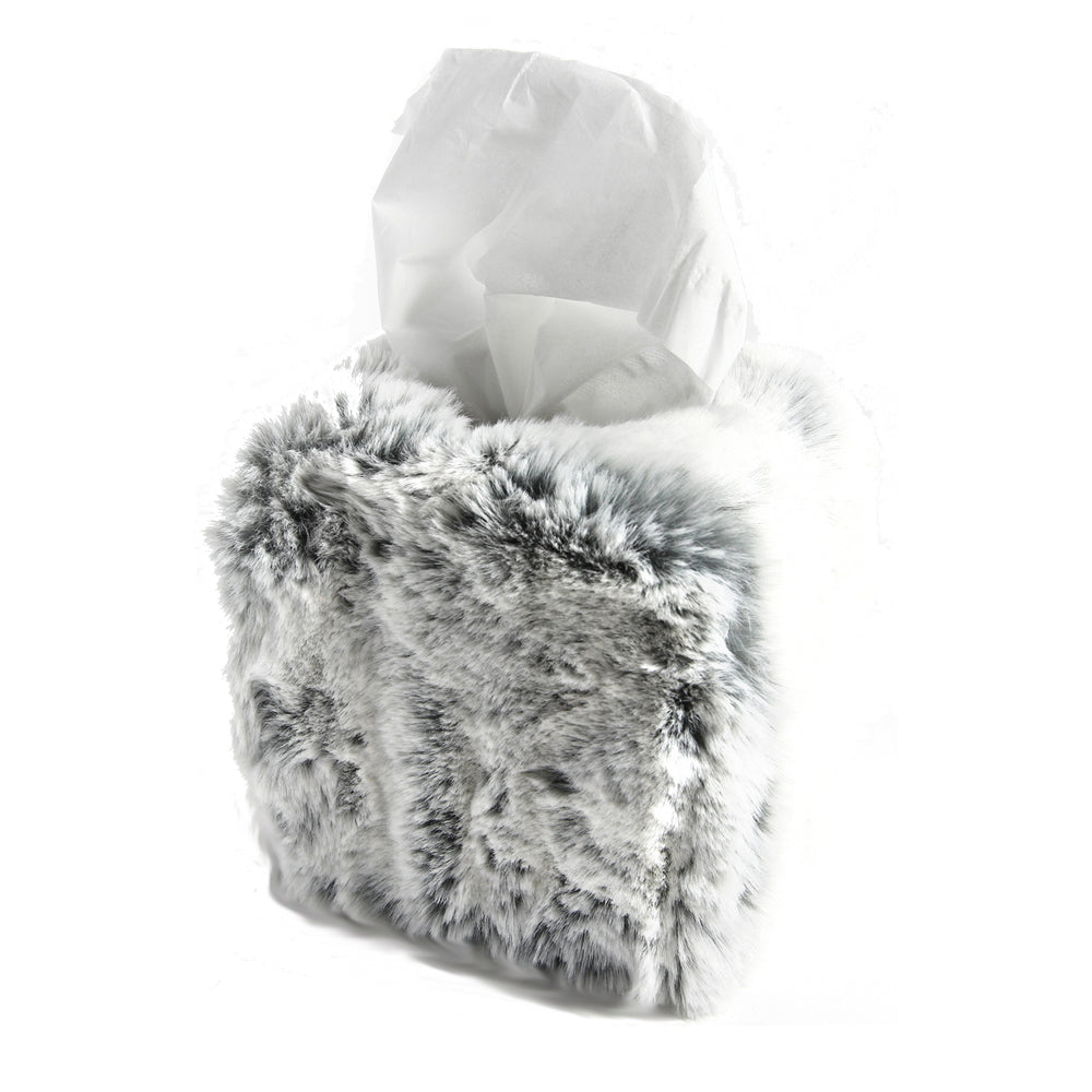 Square Faux Fur Tissue Box Cover - Glacier